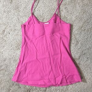 Suzy Shier Spaghetti Strap Tank Top size XS Pink Linen Solid Casual Blouse